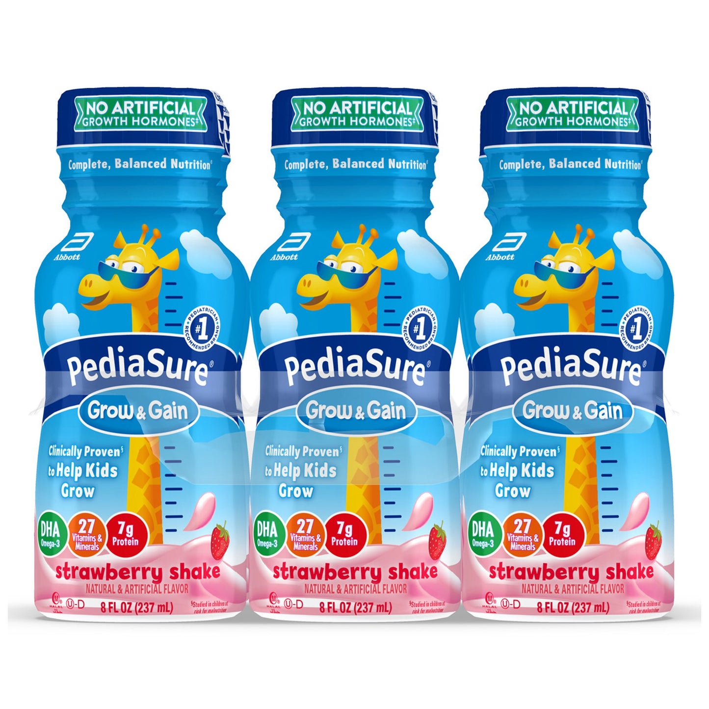 PediaSure® Grow & Gain Strawberry Shake, 8-ounce bottle