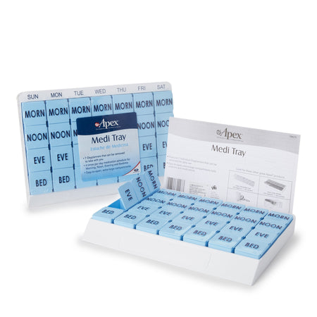 Compass Health Brands 70027L Apex Medi Tray Pill Organizer, Days of the Week / Morn, Noon, Eve, Bed