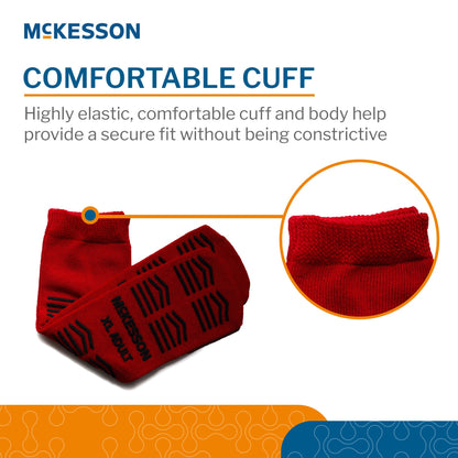 Slipper Socks McKesson Unisex Adult X-Large Double Tread Single Patient Use Red