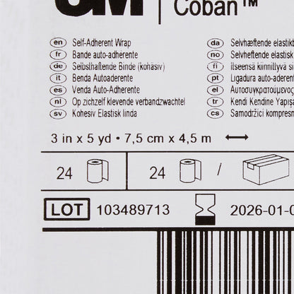 3M™ Coban™ Self-adherent Closure Cohesive Bandage, 3 Inch x 5 Yard, Tan