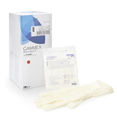 Ansell 20685780 Gammex Non-Latex PI Polyisoprene Surgical Glove, Size 8, White