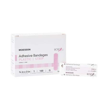 McKesson 16-4835 Pink Adhesive Strip, 3/4 x 3 Inch