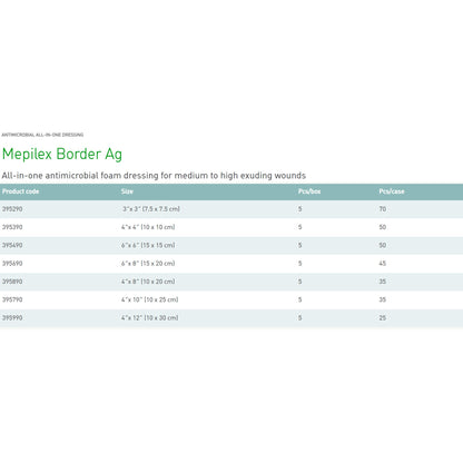 Mepilex® Border Ag Foam Dressing with Silver, 3 x 3 Inch