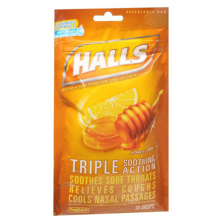 Cadbury Adams USA 501837 Halls Honey Lemon Flavor Cold and Cough Relief