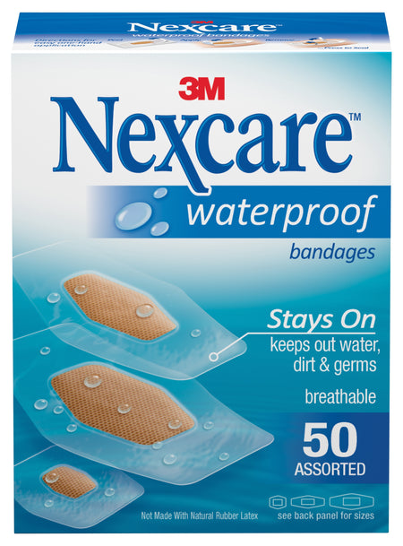 3M 1083927 Nexcare Waterproof Clear / Tan Adhesive Strip, Assorted Sizes