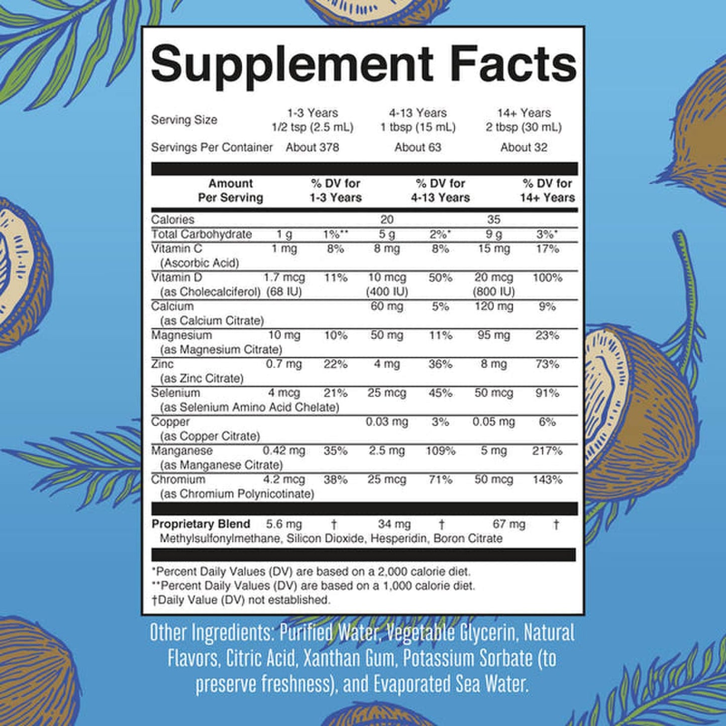 Dietary Supplement Mary Ruth's® Liquid Nighttime Multimineral Vitamin C / D / Calcium / Magnesium 1 mg - 1.7 mcg - 60 mg - 10 mg Strength Liquid 30 oz. Coconut Flavor