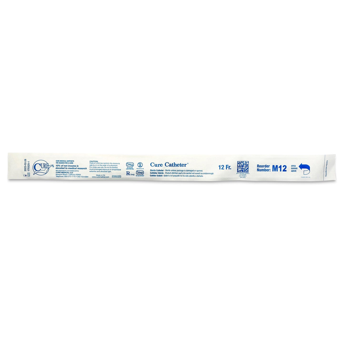 Cure Catheter™ Male Intermittent Catheter, 12 Fr., Straight