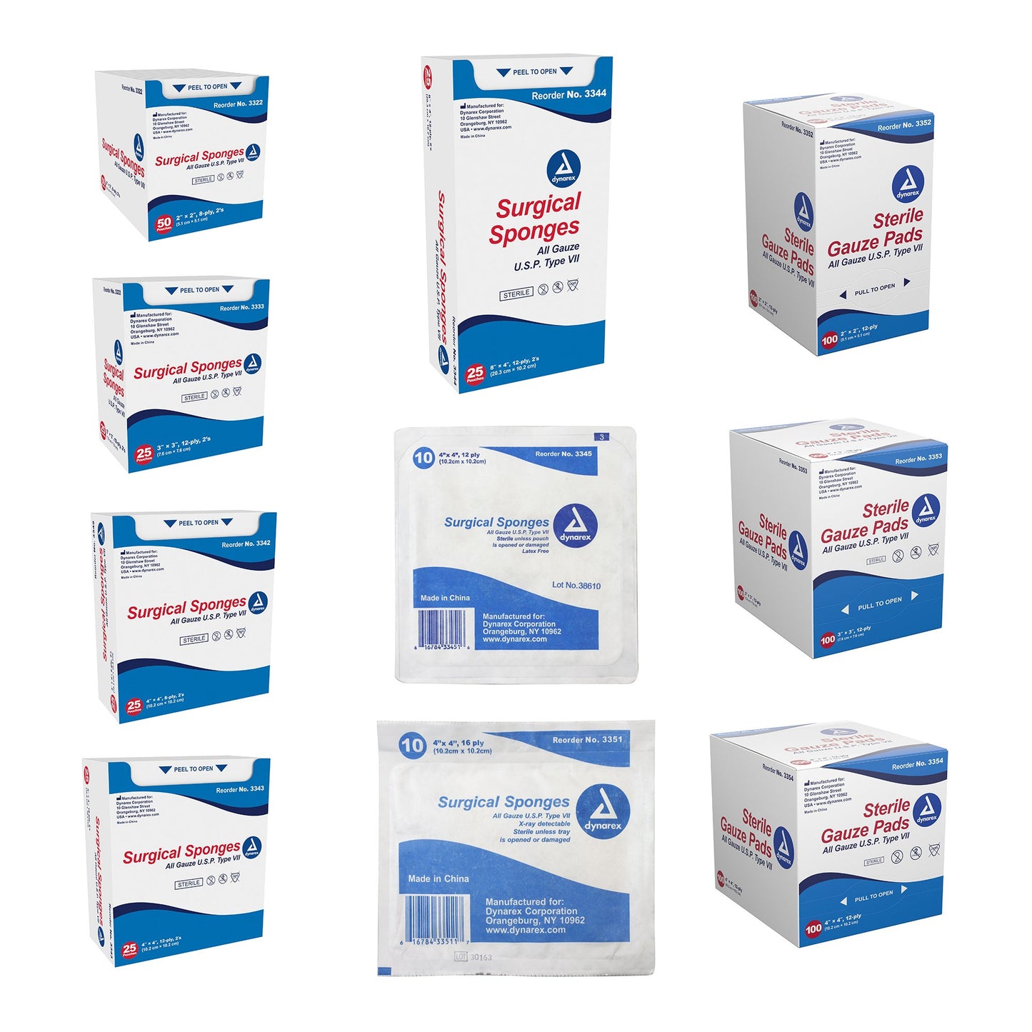 dynarex® Sterile Gauze Sponge, 2 x 2 Inch, 8-Ply