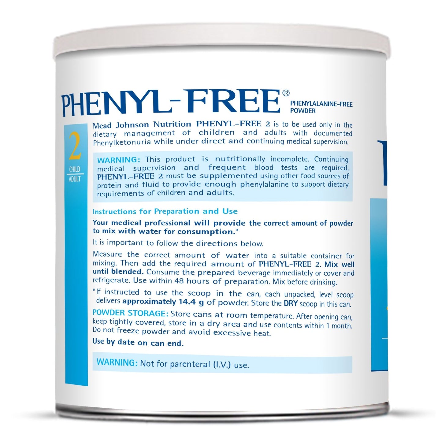 Phenyl-Free® 2 Vanilla Medical Food for the Dietary Management of PKU, 1 lb. Can