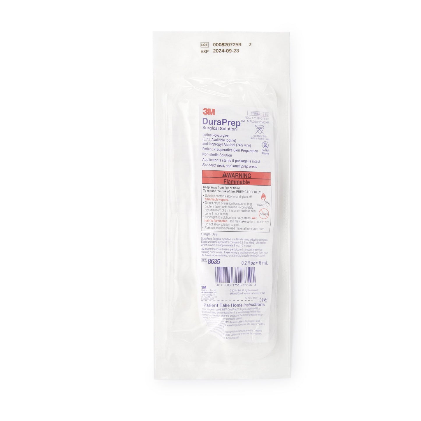 3M DuraPrep Prep Solution, Applicator, 6 mL