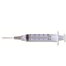 Standard Hypodermic Syringe with Needle Exel Int 26214, 5- 6 mL 1 Inch 20 Gauge NonSafety, 100/Box