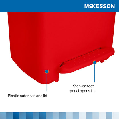 Trash Can McKesson 52 Quart / 13 gal. Red Plastic Rectangular