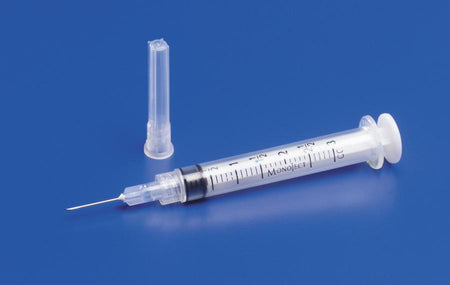 Cardinal 8881513256 Monoject 3 mL Syringe with Hypodermic Needle, 22 Gauge