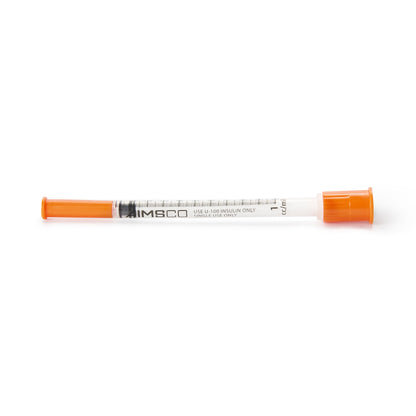 MaxiComfort® II Standard Insulin 1mL Syringe with Needle, 28 Gauge, 0.5 Inch