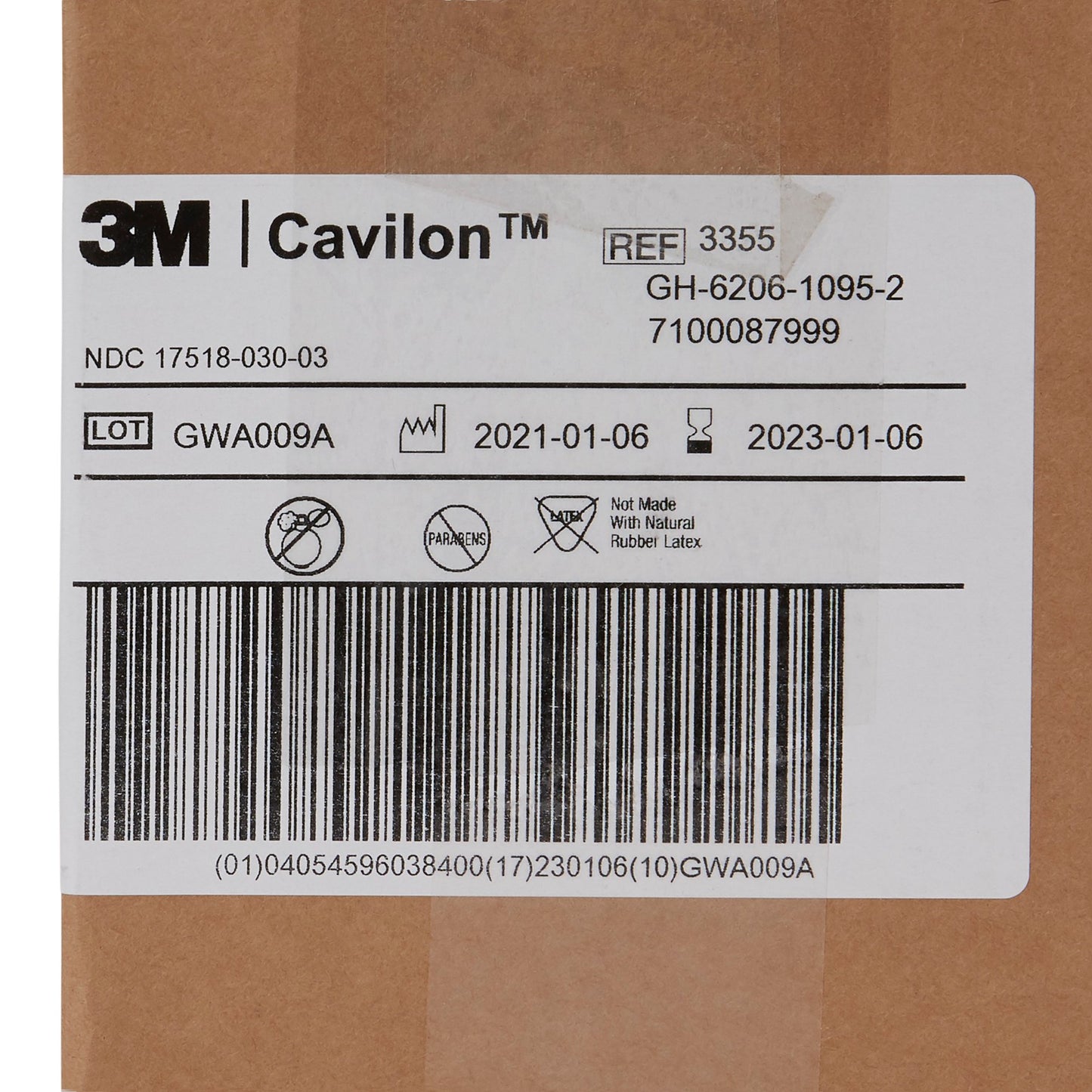 3M Cavilon™ 3355 Durable Barrier Cream, 3.25 oz Tube, Fragrance Free, Hypoallergenic