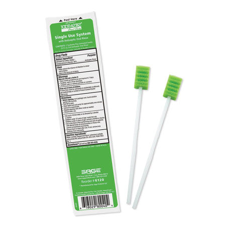 Sage 6120 Oral Swabstick Toothette Plus Foam Tip, Cetylpyridinium Chloride.05%