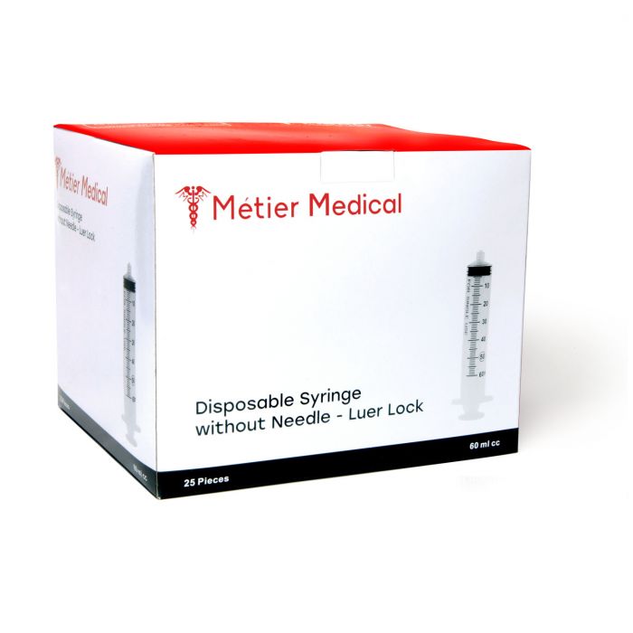 Metier General Purpose Syringe, 60 mL, Luer Lock, DSLL60, 25/Box