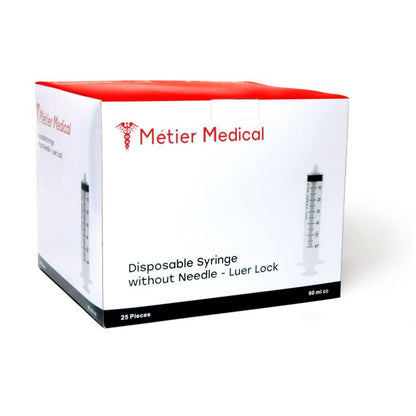 Metier General Purpose Syringe, 60 mL, Luer Lock, DSLL60, 25/Box