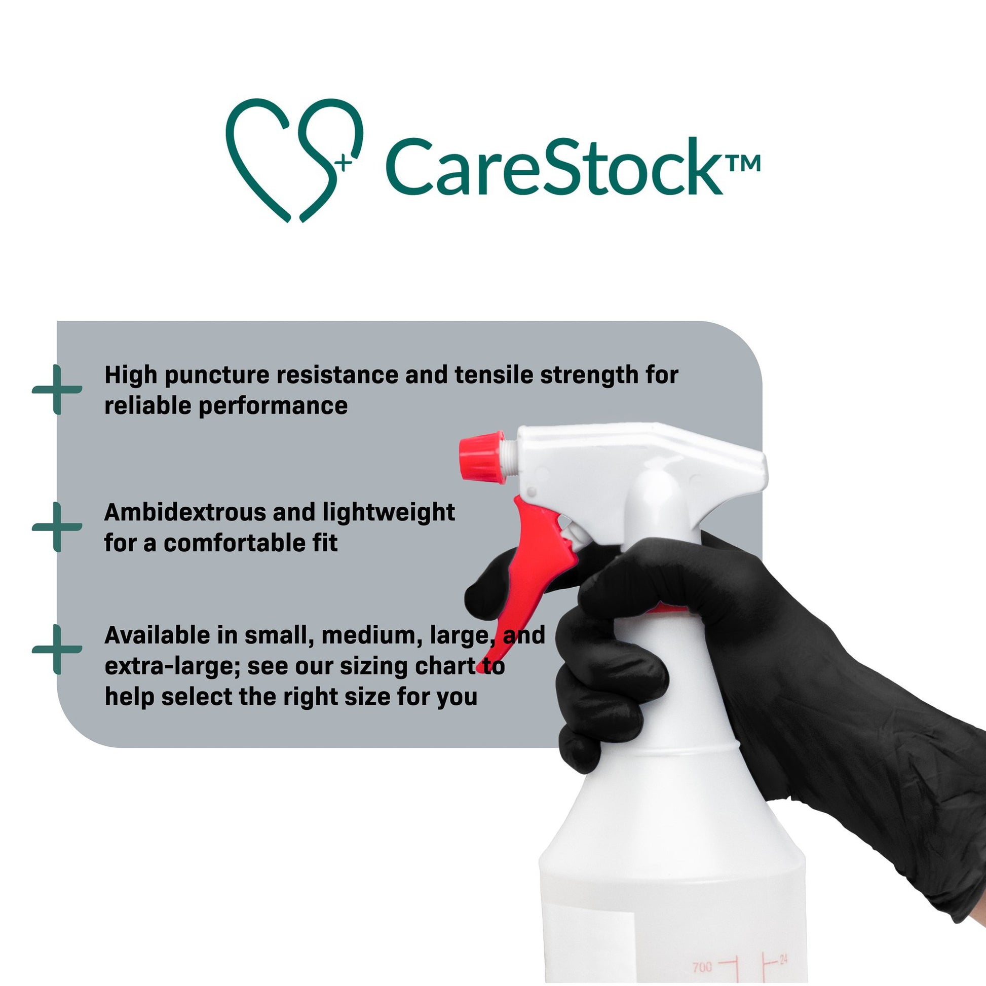 CareStock Nitrile Exam Glove, Medium, Black by CareStock product image - view 2