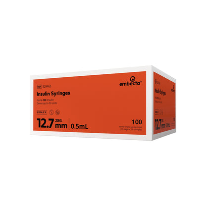 Lo-Dose™ Micro-Fine™ 0.5 mL Insulin Syringe with Needle, 28 Gauge, 1/2 Inch