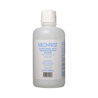 Medi-First® 98.3% Purified Water Ophthalmic Solution Eyewash, 1-quart Bottle