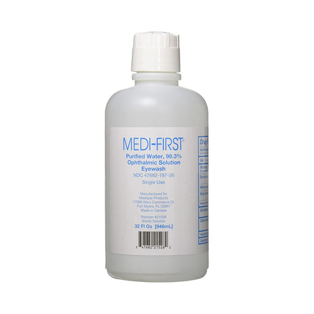Medique Products 21526 Medi-First 98.3% Purified Water Ophthalmic Solution Eyewash, 1-quart Bottle