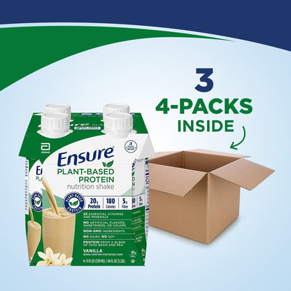 Ensure® Plant Based Protein Nutrition Shake, Vanilla, 11-ounce carton
