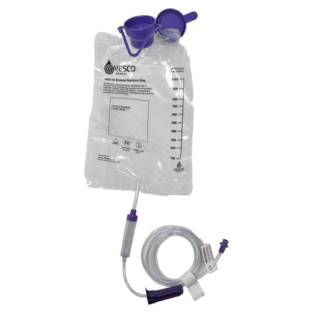 Vesco Medical VED-034 Gravity Feeding Bag Set with ENFit Connector 1000 mL