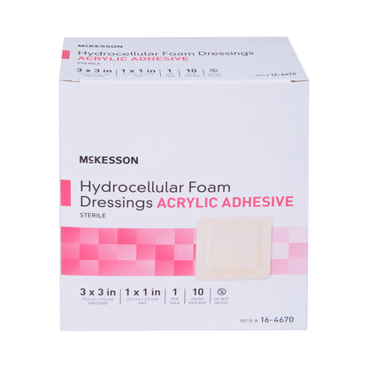 McKesson Adhesive Foam Dressing with Border, 3 x 3 Inch