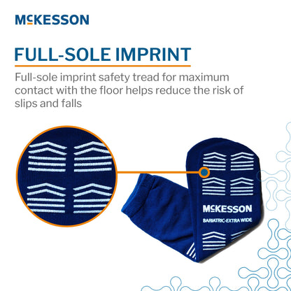 Slipper Socks McKesson Unisex Adult Bariatric / X-Wide Double Tread Single Patient Use Royal Blue