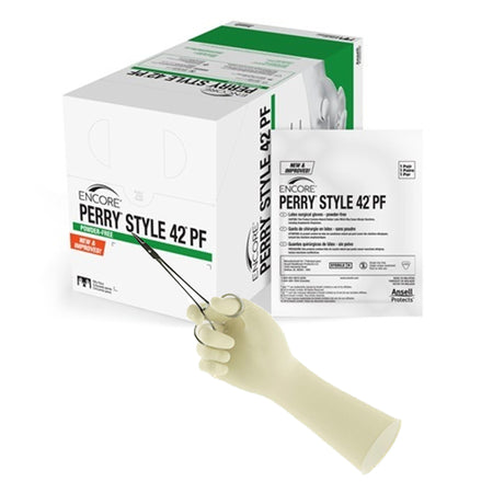 Ansell 5711102PF Encore Perry Style 42 PF Latex Surgical Glove, Size 6.5, Natural
