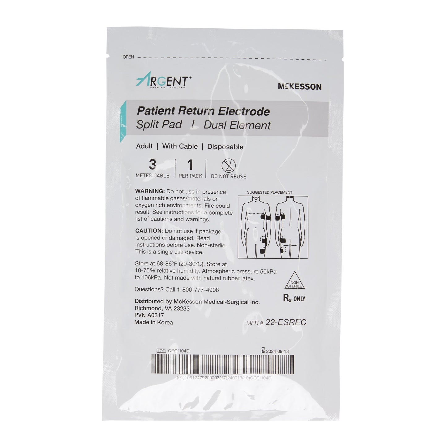McKesson Argent™ Patient Return Electrode