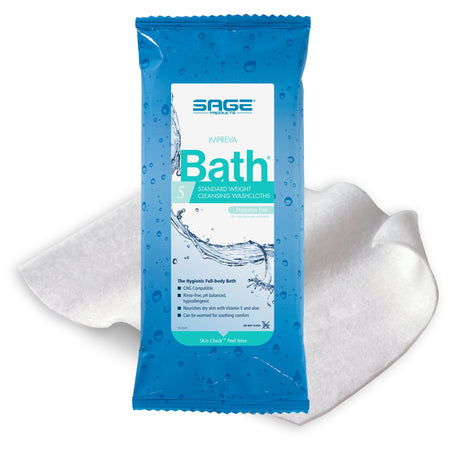 Sage 7987 Comfort Bath Rinse-Free Wipes, Aloe, Unscented, Soft Pack