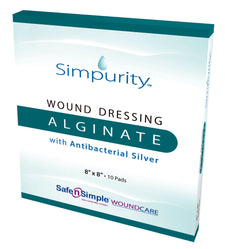 Silver Alginate Dressing Simpurity™ 8 X 8 Inch Square Sterile