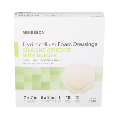 McKesson Silicone Adhesive with Border Silicone Foam Dressing, 7 x 7 Inch Sacral