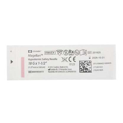 Monoject™ Magellan™ Safety Hypodermic Needle, 18 Gauge, 1.5 Inch Length