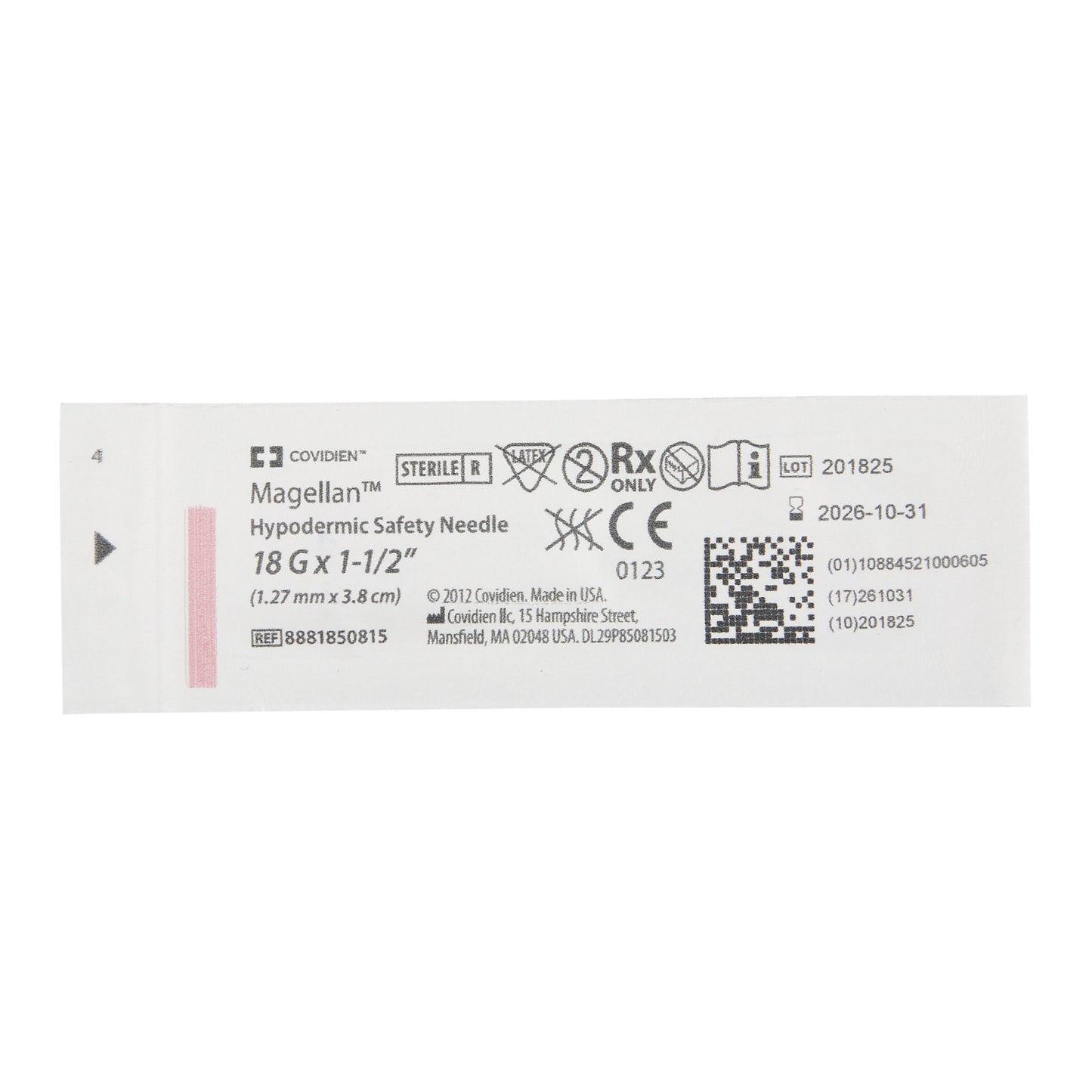 Monoject™ Magellan™ Safety Hypodermic Needle, 18 Gauge, 1.5 Inch Length