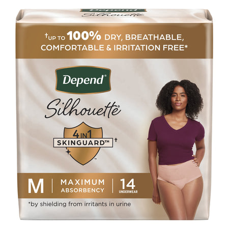 Kimberly-Clark 55418 Depend Silhouette Maximum Absorbency Underwear, Medium
