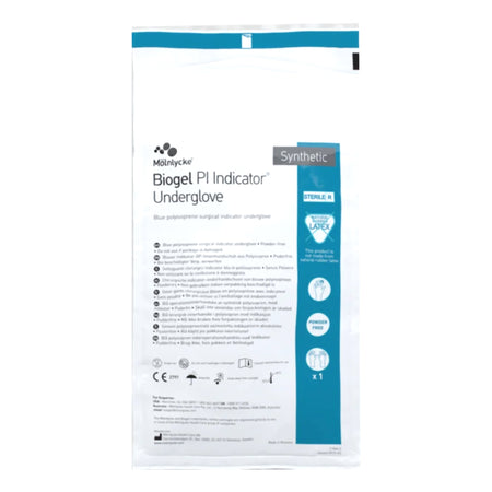 Molnlycke 41665 Biogel PI Indicator Polyisoprene Surgical Underglove, Size 6.5, Blue