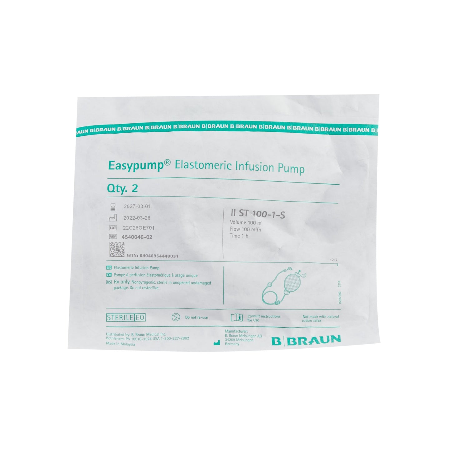 Elastomeric Pump Easypump® ST 100 mL Volume 100 mL / Hr. Flow Rate