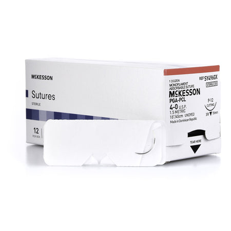 McKesson SY496GX Polyglycolic Acid / PCL Absorbable Suture with Needle, P-12 Precision Reverse Cutting