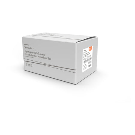 McKesson 102-SN3C22105S3 Prevent Safety 3 mL Hypodermic Syringe with Needle, 22 Gauge