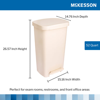 Trash Can McKesson 52 Quart / 13 gal. Beige Plastic Rectangular