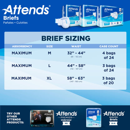 Attends® Briefs, Adult, Large, Heavy Absorbency, Disposable