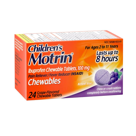 J & J Sales 30045093226 Motrin Children's Ibuprofen Chewable Tablets Dye-Free Grape
