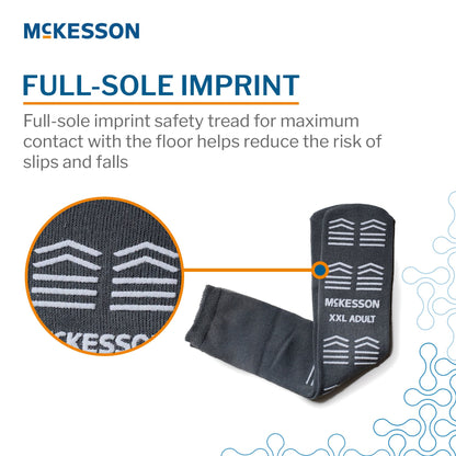 Slipper Socks McKesson Unisex Adult 2X-Large Double Tread Single Patient Use Gray