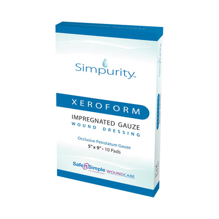 Safe N Simple SNS58859 Simpurity Xeroform Petrolatum Impregnated Dressing, 5 x 9 Inch