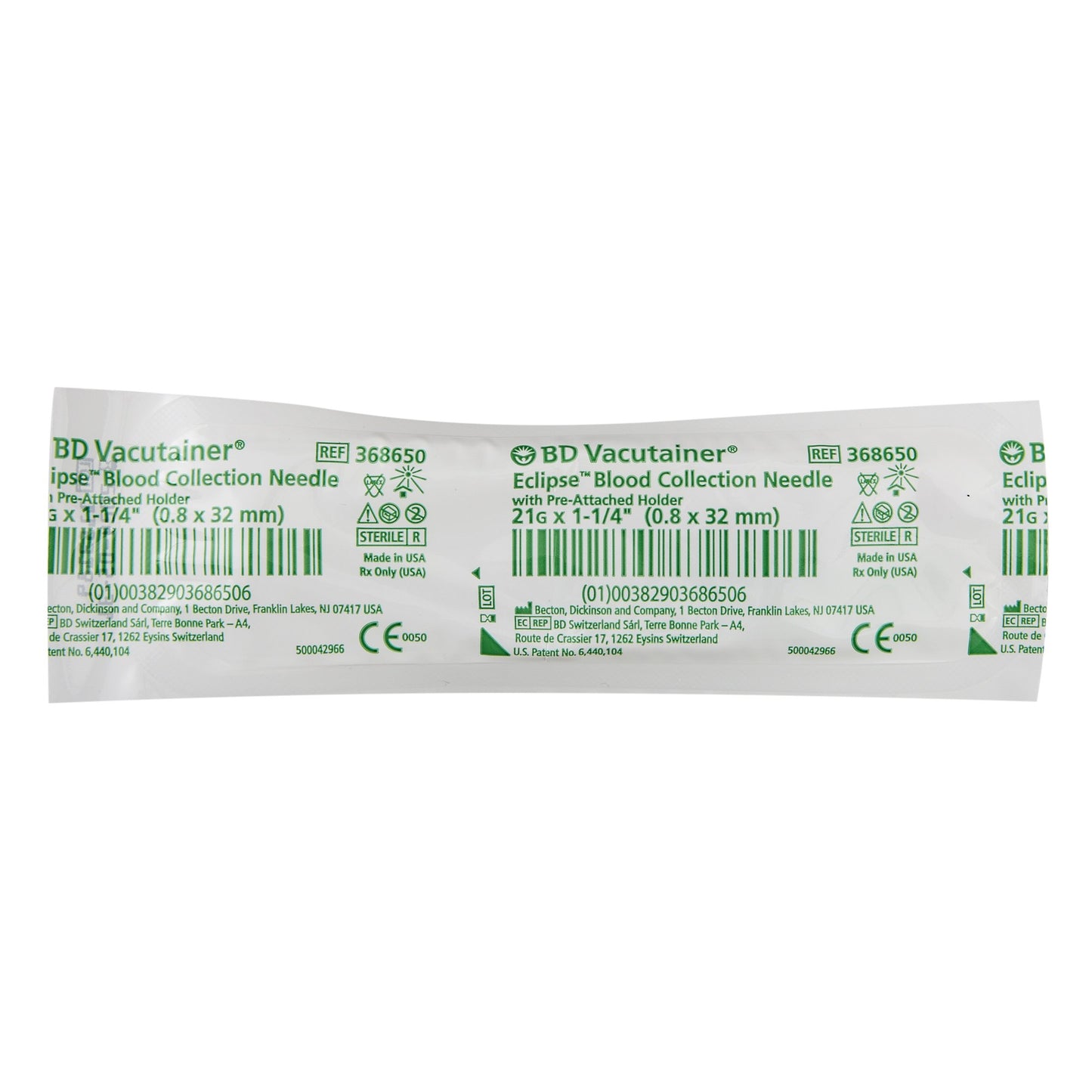 BD 368650 Vacutainer® Eclipse™ Blood Collection Needle, 21 Gauge, 1¼-inch needle length