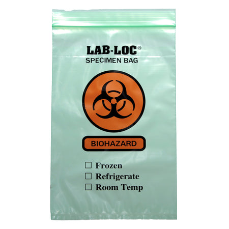Elkay Plastics LAB20609GR Lab-Loc Specimen Transport Bag, Document Pouch, Zip Close, Green Tinted, 6 x 9"