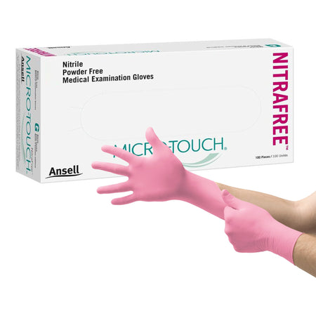 Ansell 6034512 Micro-Touch NitraFree Nitrile Exam Glove, Medium, Pink